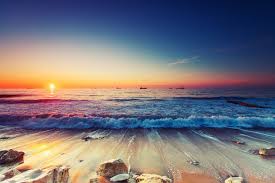 Ocean Water Wave Sunset Blue Sky 4k