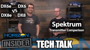Horizon Insider Tech Talk Spektrum Transmitter Comparison Dx6e Vs Dx6 Vs Dx8e Vs Dx8