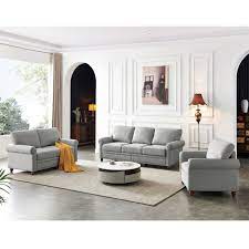 Linen Fabric Upholstery W Storage Sofa