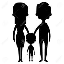 Cute Mother And Father With Son Silhouette Vector Illustration