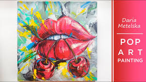 pop art acrylic painting lips with