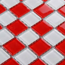 red glass backsplash tile kitchen
