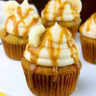 banana cupcakes with orange cream cheese glaze
