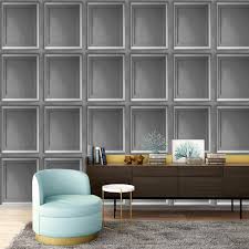 Gilded Panel Grey Wallpaper