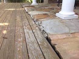 wood deck tie in with the rock patio