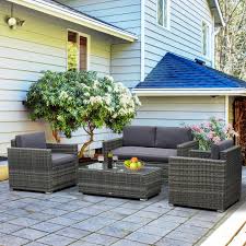 4 Piece Cushioned Patio Furniture Set