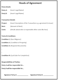 heads of agreement overview purpose