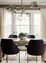 black leather dining chairs with light