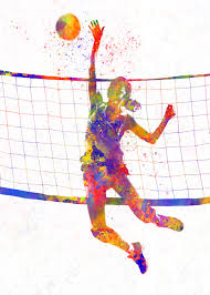 art print watercolor volleyball player