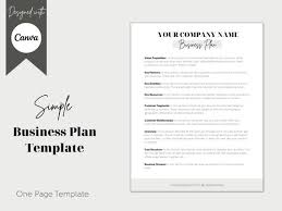 Simple Business Plan Template One Page