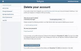 how to delete an insram account the