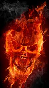 flaming skull 3d bones fantasy fire