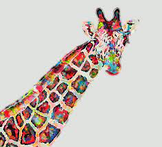 Hand Painted Giraffe Canvas Art And