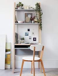 Aside books and vintage relics, you can sit on a chair and comfortably work on your laptop. Ladder Shelving Desk Loft M S