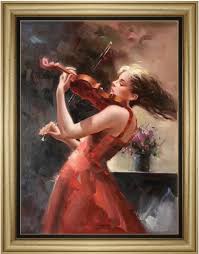 Playing Violin Hand Painted Paintings