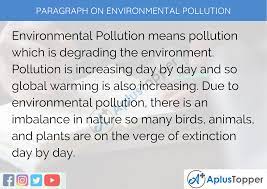 paragraph on environmental pollution
