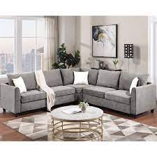 L Shape 6 Seats Sectional Sofa Couch