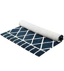 5 ft x 7 ft geometric carpets blue geometric cotton 5 ft x 7 ft machine made carpet by saral home pepperfry