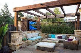 Pergola With Outdoor Tv Fireplace And
