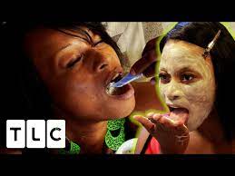 woman eats two cups of clay mask every