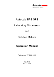 Autolab Tf Sps Operation Manual Laboratory Dispensers