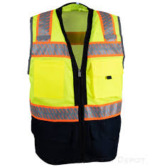 Wearing a safety vest is just a part of the job for many work crews. Lime Navy Blue Bottom Safety Vest