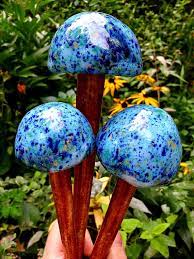 Garden Mushroom Stakes Set Of 3 Ceramic
