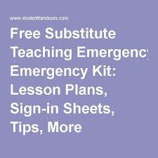 Free Substitute Teaching Emergency Kit Lesson Plans Sign