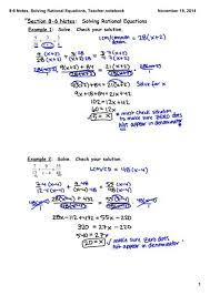 8 6 Notes Solving Rational Equations
