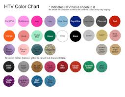 Htv Color Chart Nickys Custom Crafts