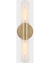 Amazing Deal On Fifth And Main Lighting James 2 Light Aged Brass Small Wall Sconce With Clear Glass