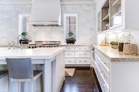 White Marble Subway Tiles On Kitchen