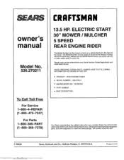Craftsman professional 52 briggs & stratton 26 hp gas powered zero turn riding lawn mower operator's manual. Craftsman 536 270320 13 5 Hp 30 In Deck Support And Manuals