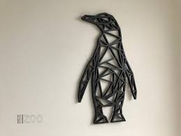Geometric Penguin Wall Art 3d Printed