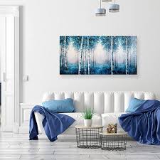 Aspen Tree Canvas Wall Art Blue Forest