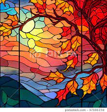 Stained Glass Autumn Leaves Ai Image