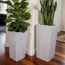 Flower Concrete Pot Planter Set