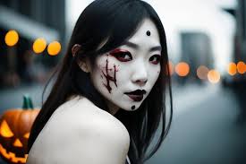 halloween concept an asian woman