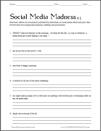 Social Media Madness Grammar Worksheet 1 Free Worksheet