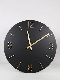 Large Round Wall Clock Black And Gold