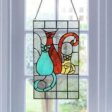 Cats Stained Glass Tiffany Style Window