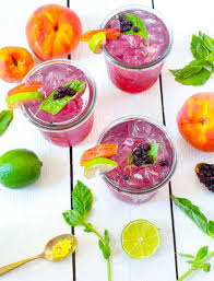 blueberry and peach vodka spritzer