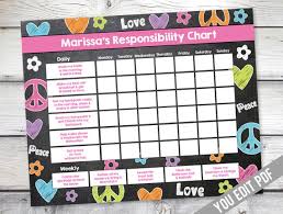 Chore Chart Printable Chalk Art Reward Chart Responsibility Chart Weekly Chore Chart Behavior Chart Chore Chart For Kids You Edit Pdf