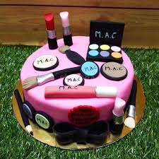 mac makeup theme fondant cake