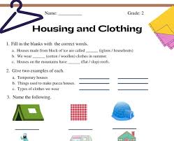 cl 2 housing and clothing worksheets