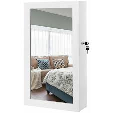 white wall mount mirrored lockable