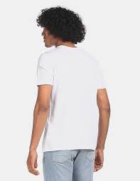 white brand print cotton t shirt