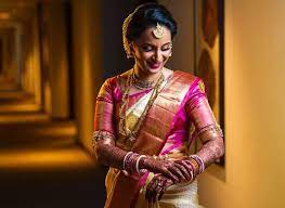 photo of south indian bride in an off