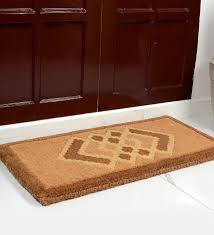 geometric door mats brown coir geometric pattern 36x18 inch stain resistant door mat by saral home pepperfry