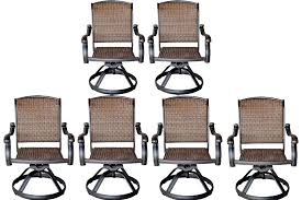 Wicker Swivel Rocker Patio Chairs Set Of 6 Outdoor Cast Aluminum Furniture